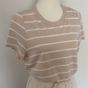 Striped Beige and White T-Shirt